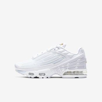 Nike Air Max Plus 3 - Nagyobb Gyerek Utcai Cipő - Fehér/Szürke/Fehér